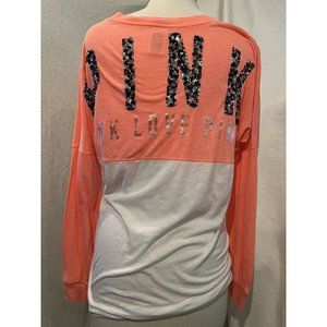 PINK Victoria Secret Women's Tops, PINK LOVE PINK,  Size S White & Pink W Pocket